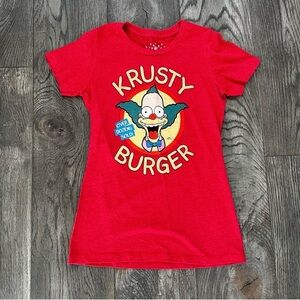 UNIVERSAL STUDIOS Krusty Burgers Red Graphic Tee T-Shirt Size S